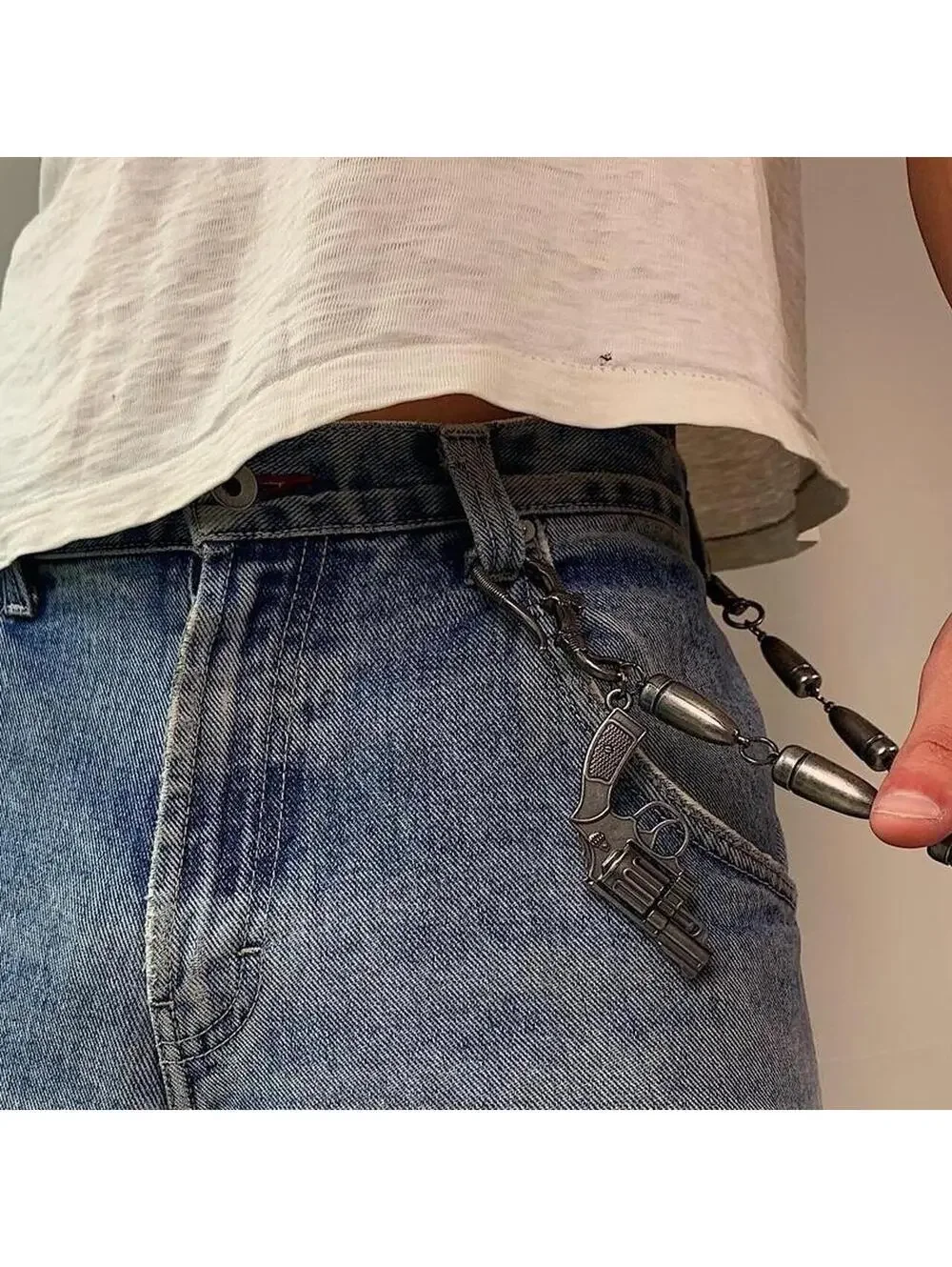 Grunge Punk Bullet Pocket Chain. Y2K 2000s style. Heavy weight nice quick big